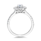 Oval-Cut Diamond & Vintage Milgrain-Beaded Halo, Split Shank Engagement Ring